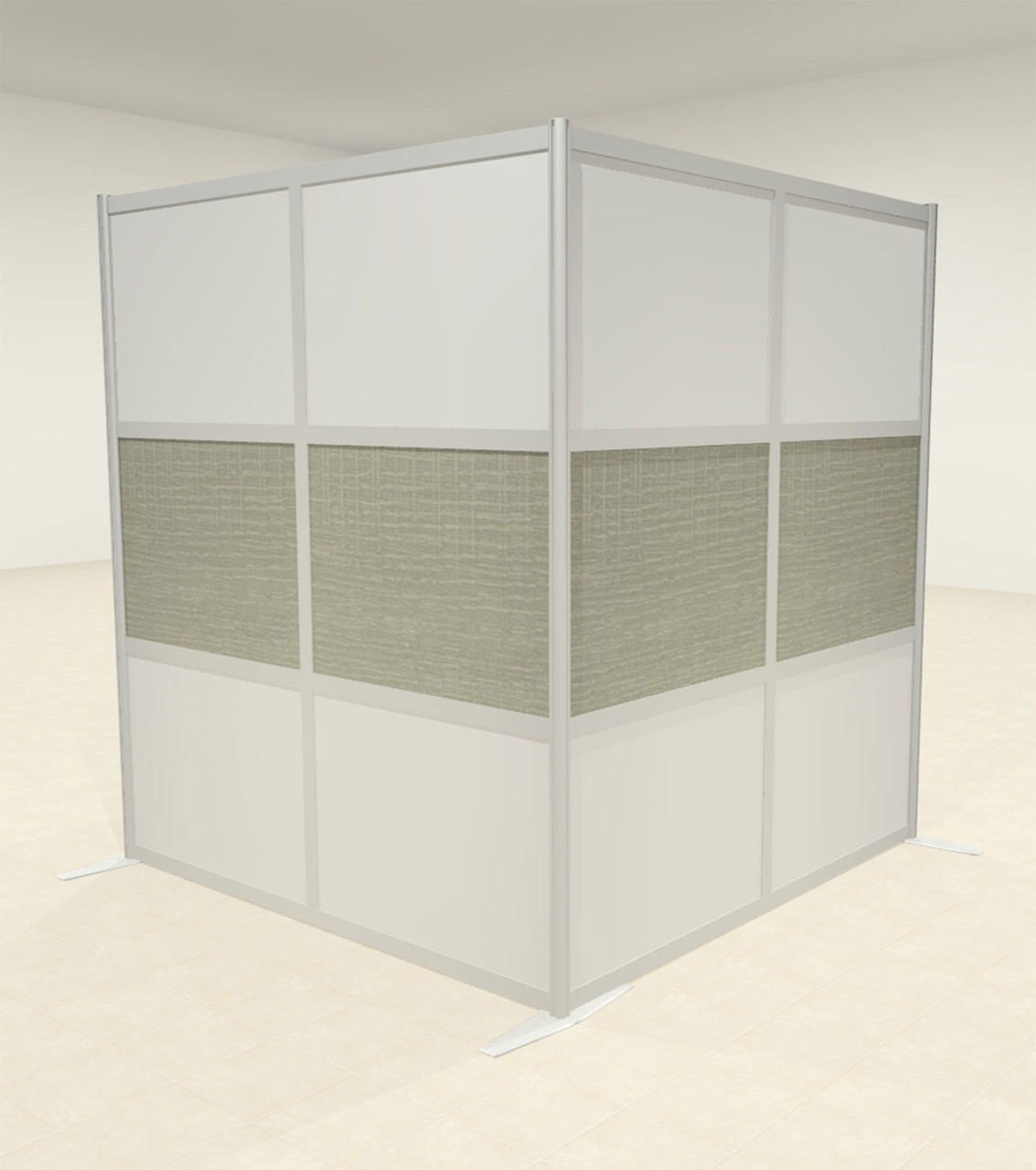 One L Shaped Loft Modern Office Home Aluminum Frame Partition / Divider / Sneeze Guard, #UT-ALU-P41-B