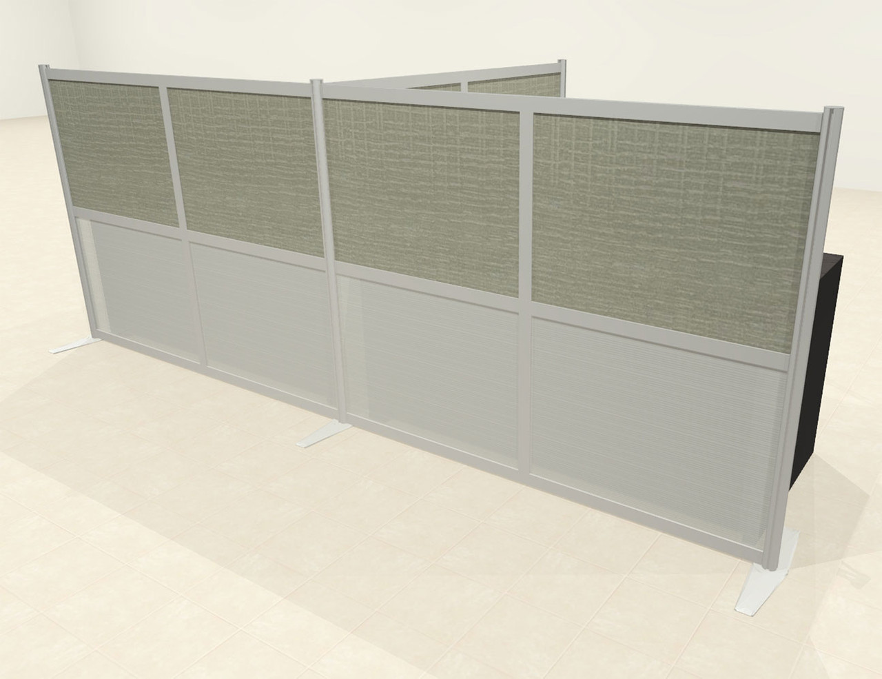 One T Shaped Loft Modern Office Home Aluminum Frame Partition / Divider / Sneeze Guard, #UT-ALU-P50-B