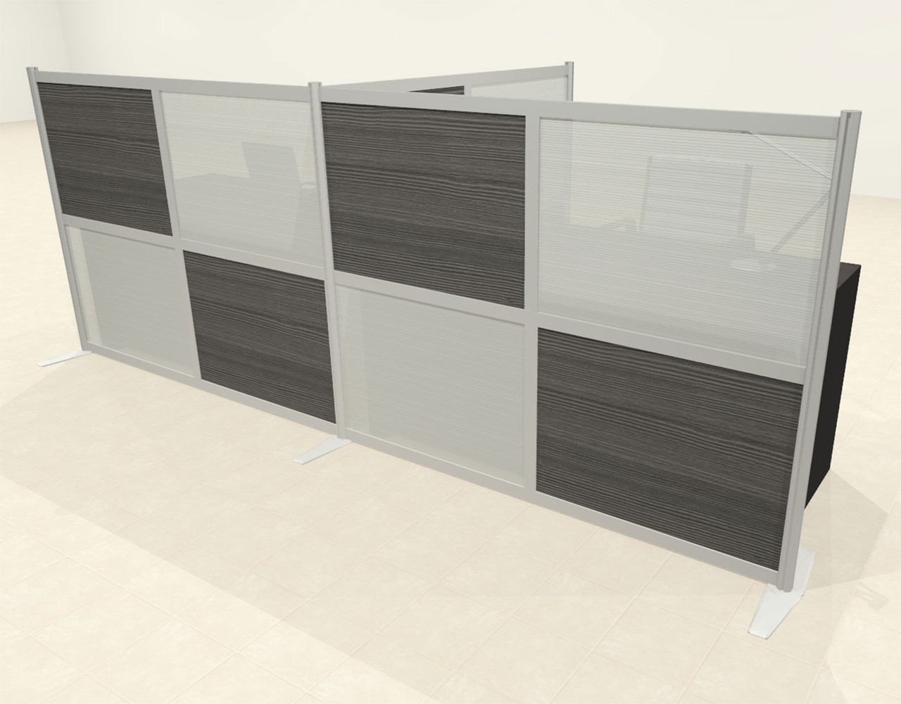 One T Shaped Loft Modern Office Home Aluminum Frame Partition / Divider / Sneeze Guard, #UT-ALU-P52-B