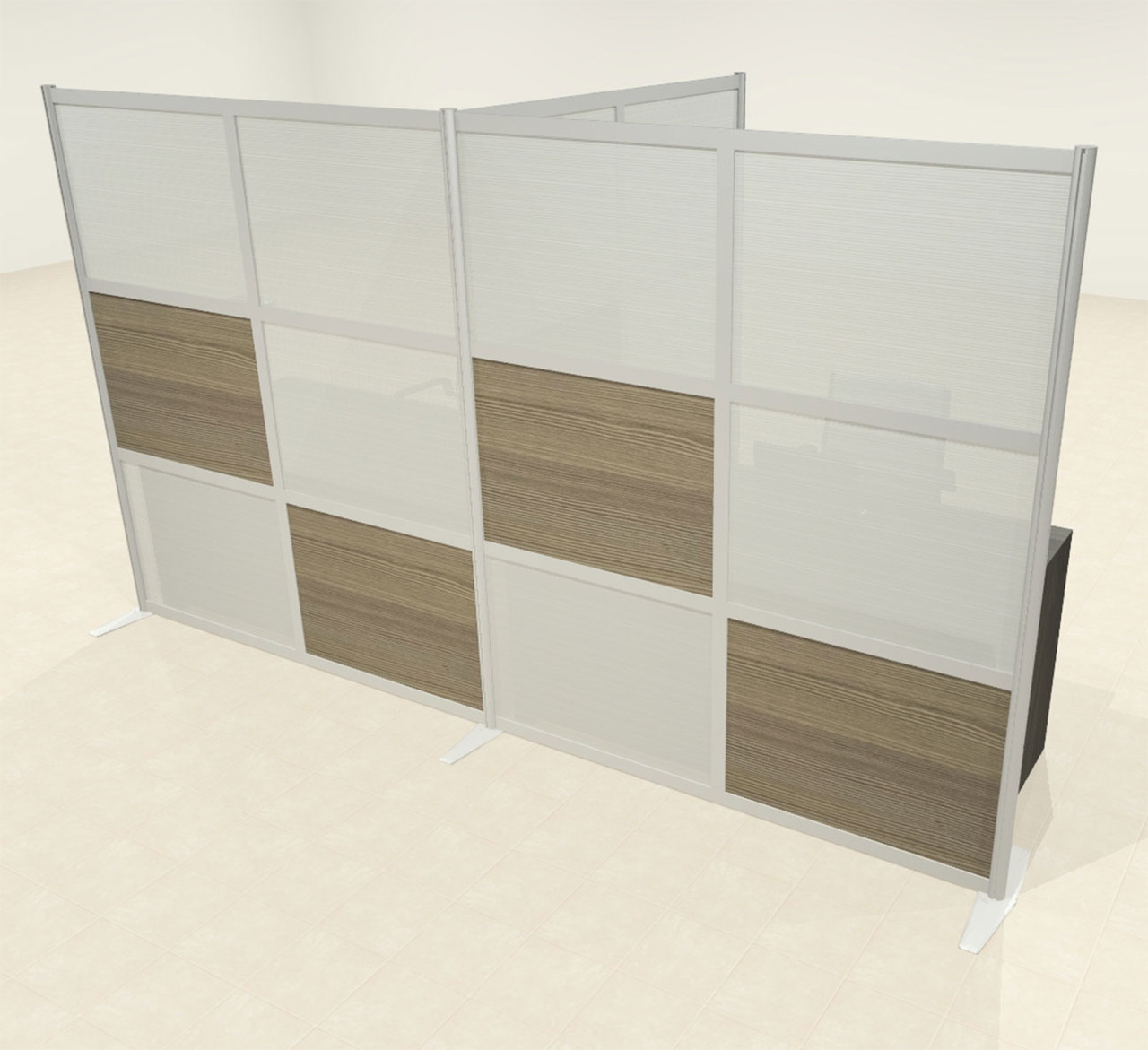 One T Shaped Loft Modern Office Home Aluminum Frame Partition / Divider / Sneeze Guard, #UT-ALU-P63-C