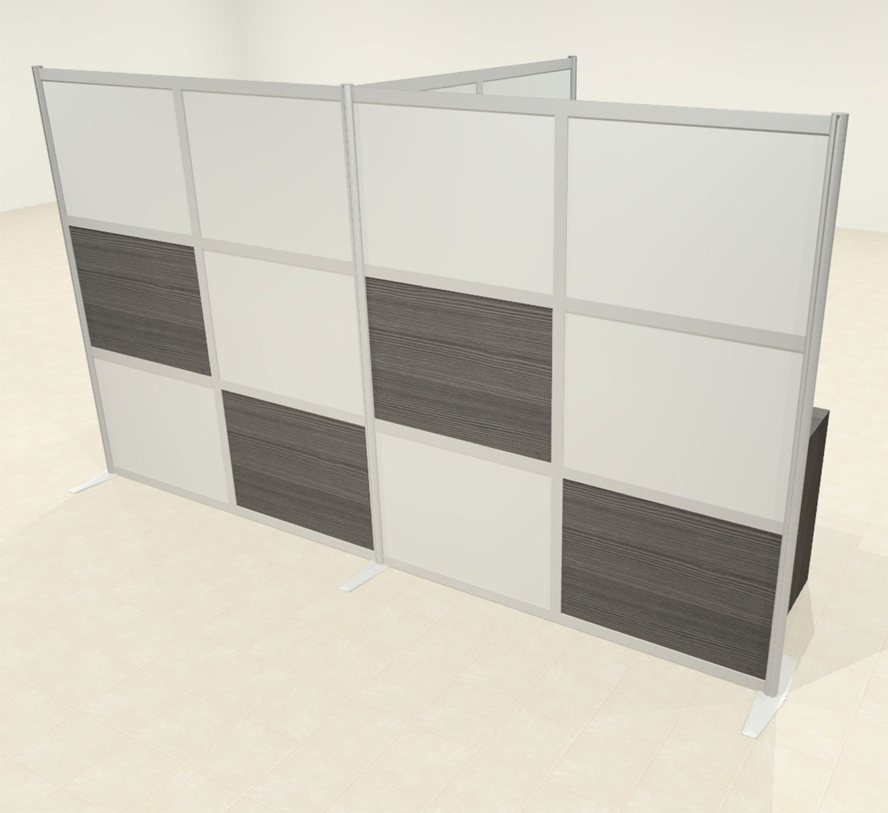 One T Shaped Loft Modern Office Home Aluminum Frame Partition / Divider / Sneeze Guard, #UT-ALU-P67-C