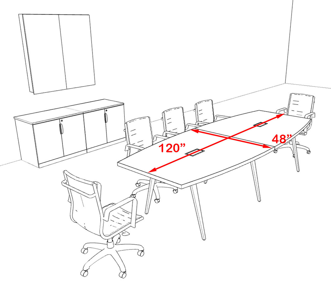 Modern Boat shaped 10' Feet Conference Table, #OF-CON-CW11