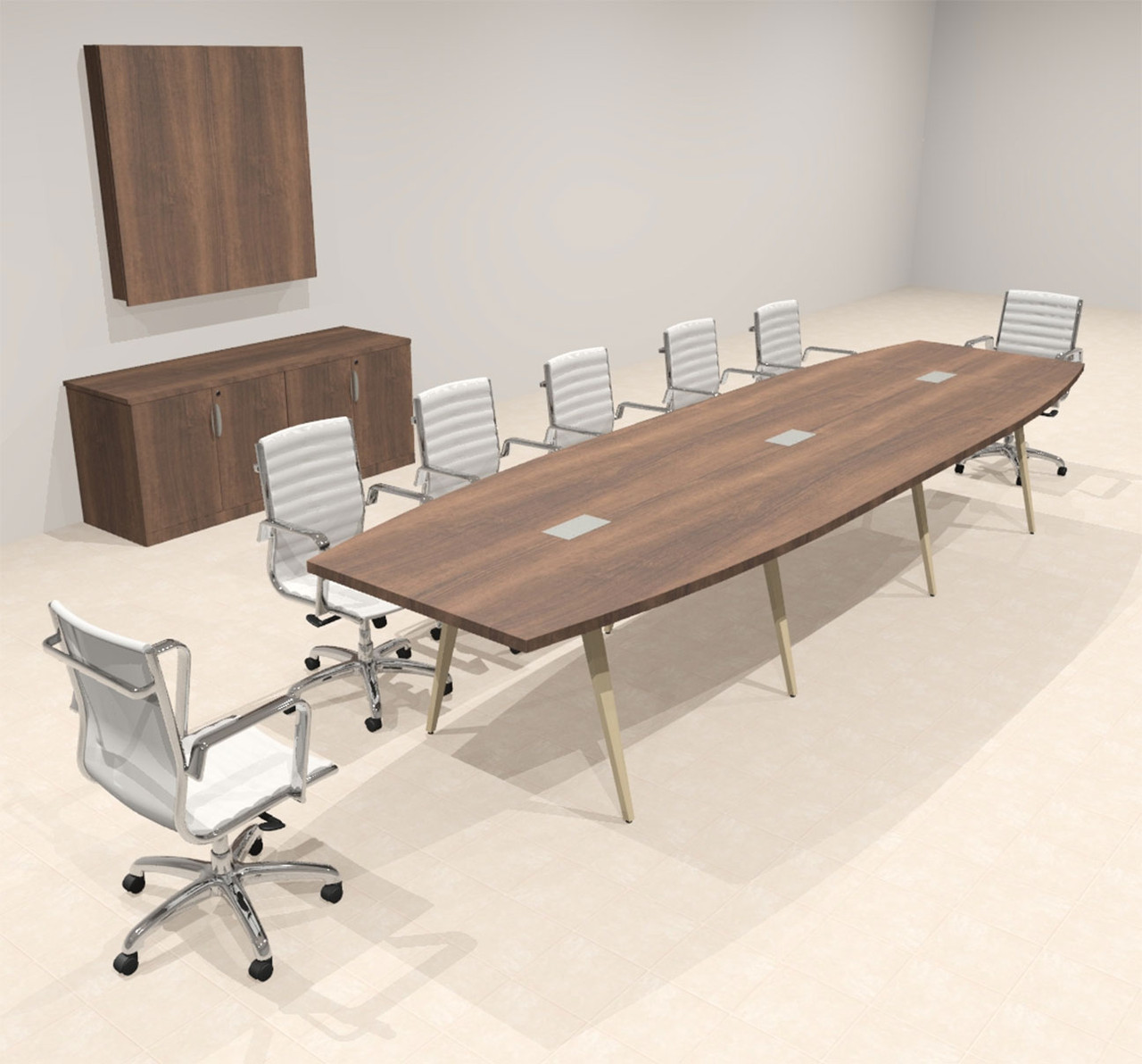 Modern Boat shaped 14' Feet Conference Table, #OF-CON-CW24