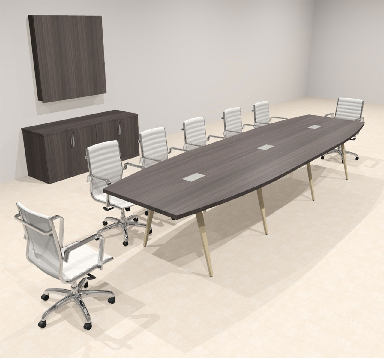 Modern Boat shaped 14' Feet Conference Table, #OF-CON-CW28