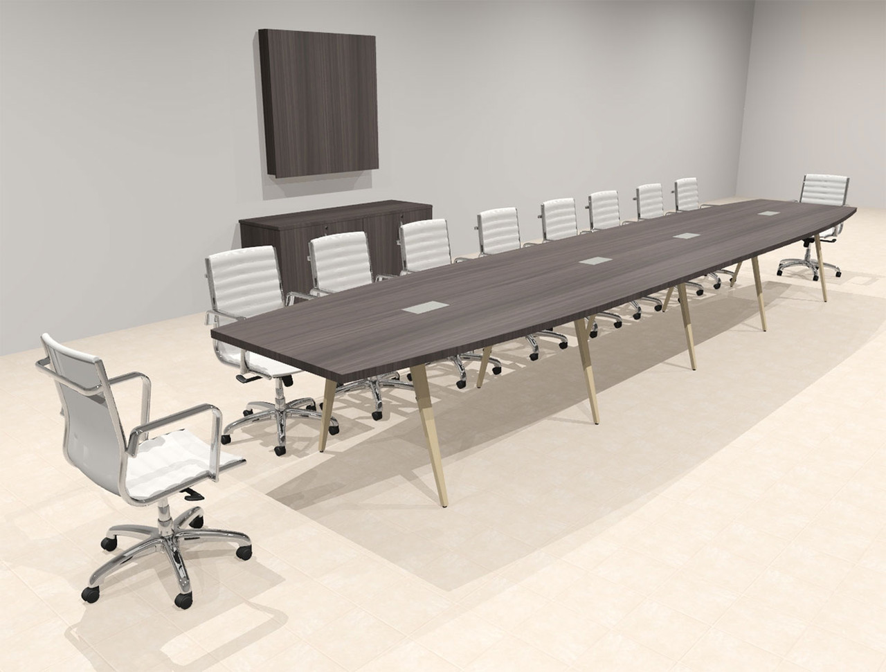 Modern Boat shaped 20' Feet Conference Table, #OF-CON-CW49