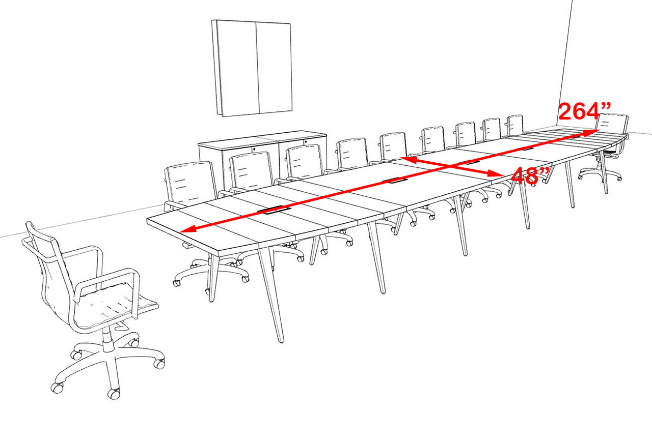 Modern Boat shaped 22' Feet Conference Table, #OF-CON-CW51