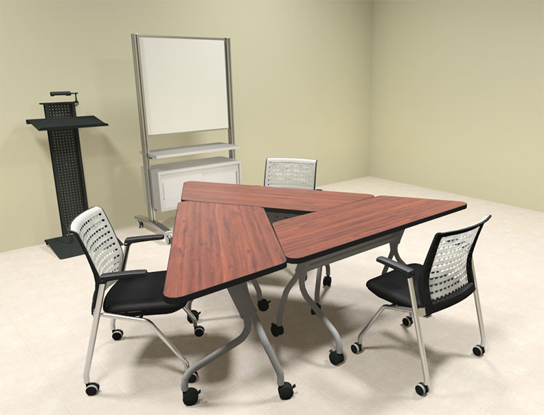 3pcs Triangle Shape Training / Conference Table Set, #MT-SYN