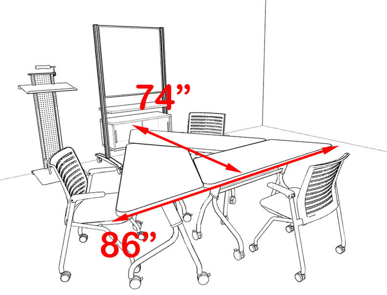 3pcs Triangle Shape Training / Conference Table Set, #MT-SYN-LT11