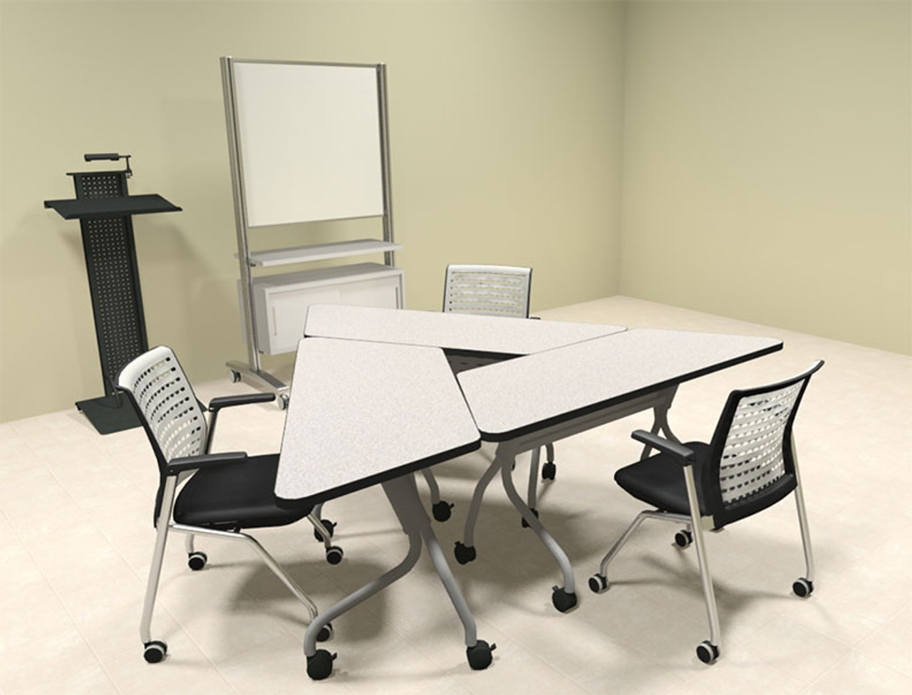 3pcs Triangle Shape Training / Conference Table Set, #MT-SYN-LT8