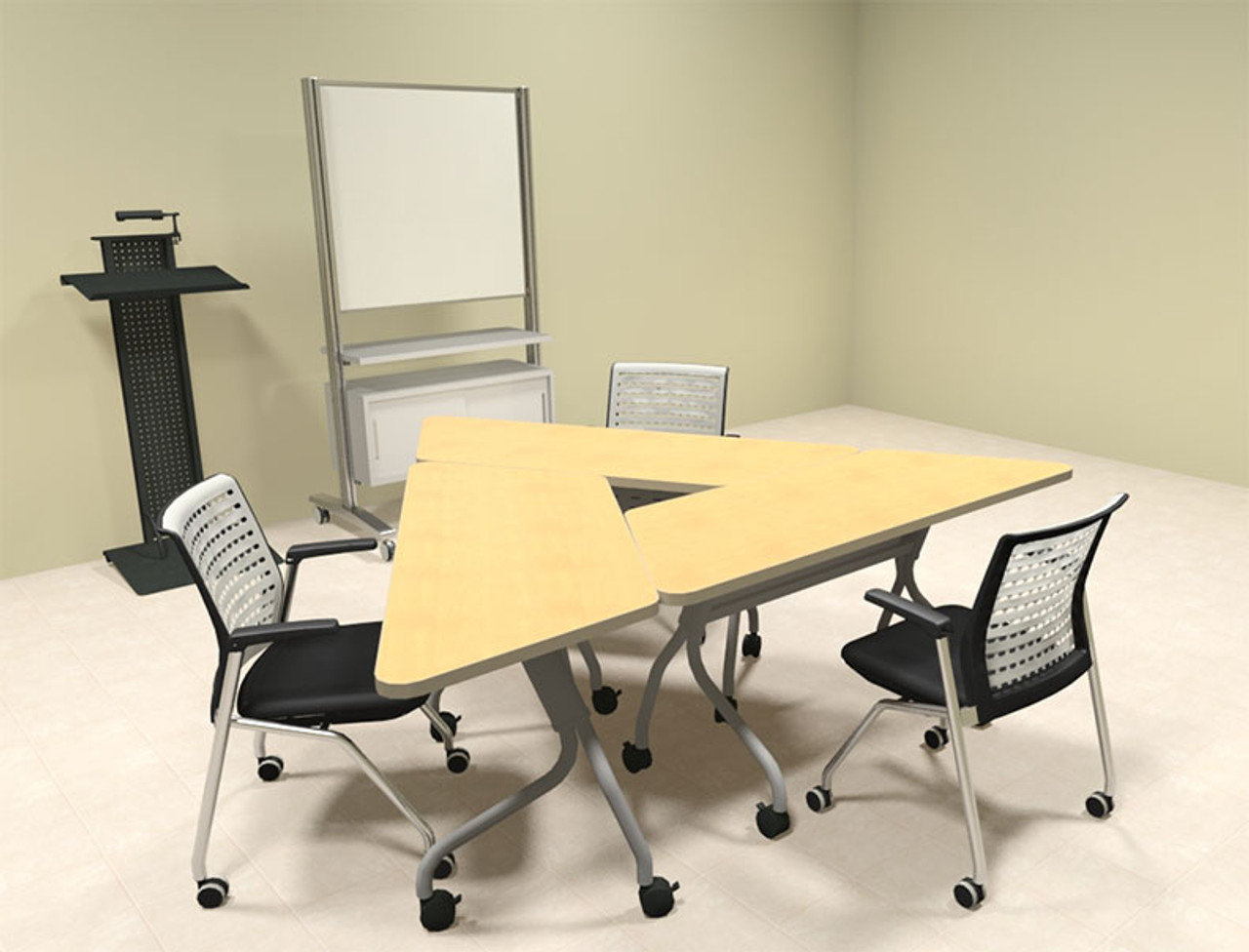 3pcs Triangle Shape Training / Conference Table Set, #MT-SYN
