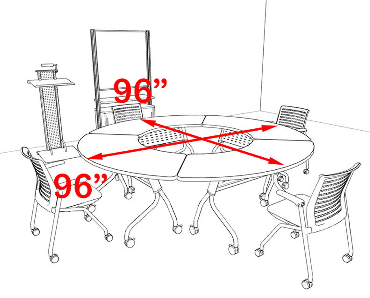 4pcs Round Shape Training / Conference Table Set, #MT-SYN-LT5