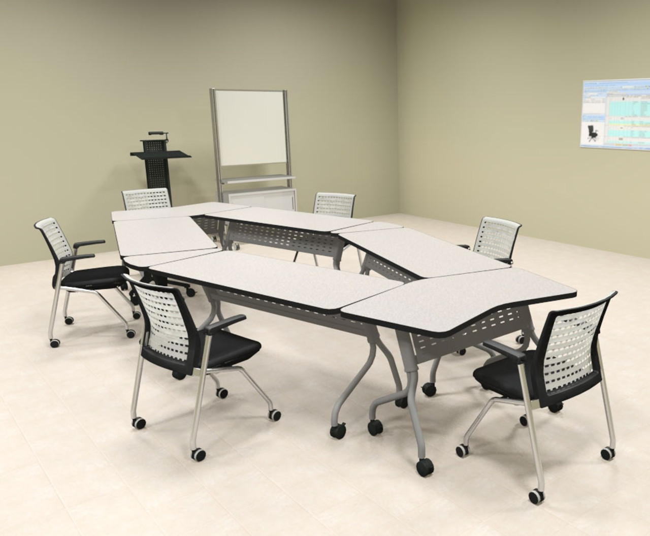 6pcs Diamond Shape Training / Conference Table Set, #MT-SYN-LT26