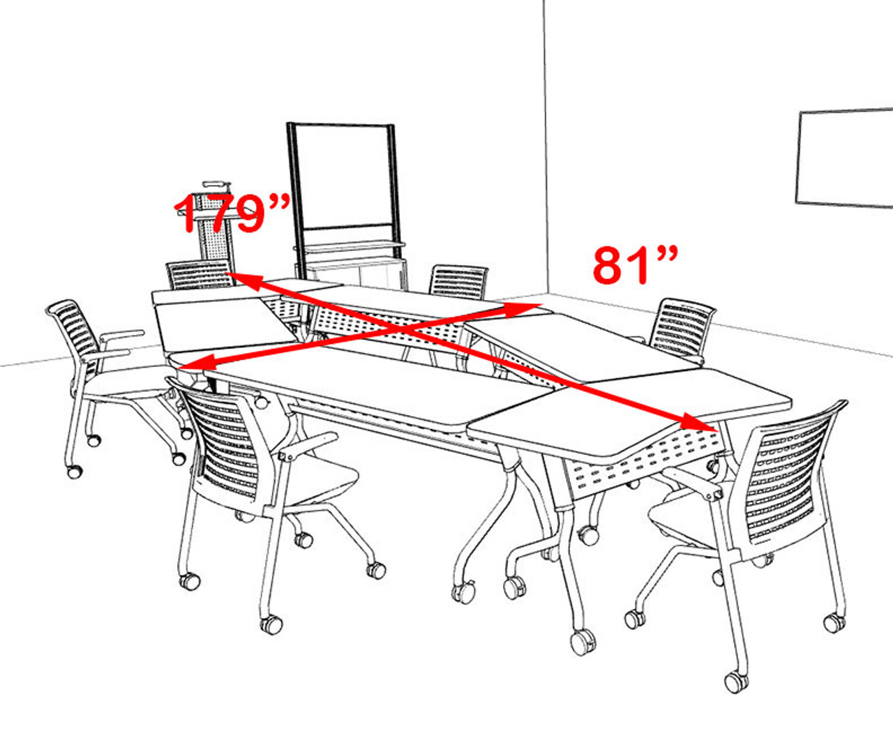 6pcs Diamond Shape Training / Conference Table Set, #MT-SYN-LT26