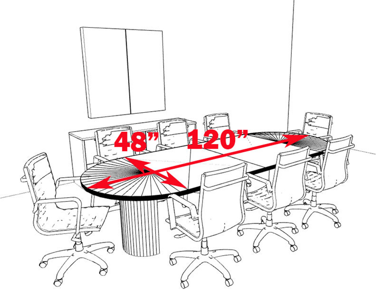 Modern Racetrack 10' Feet Conference Table, #CH-JAD-C5