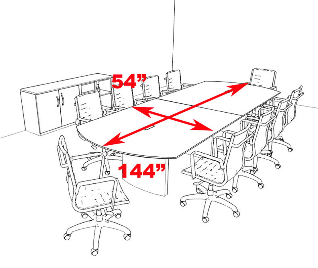 Modern Contemporary 12' Feet Conference Table, #RO-NAP-C12