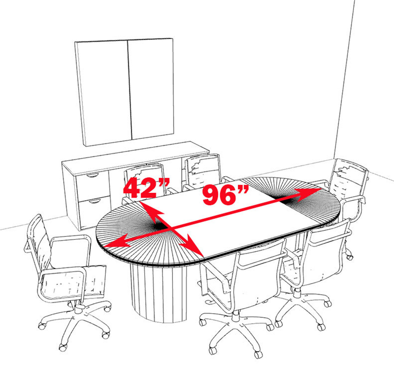 Modern Racetrack 8' Feet Conference Table, #CH-JAD-C3