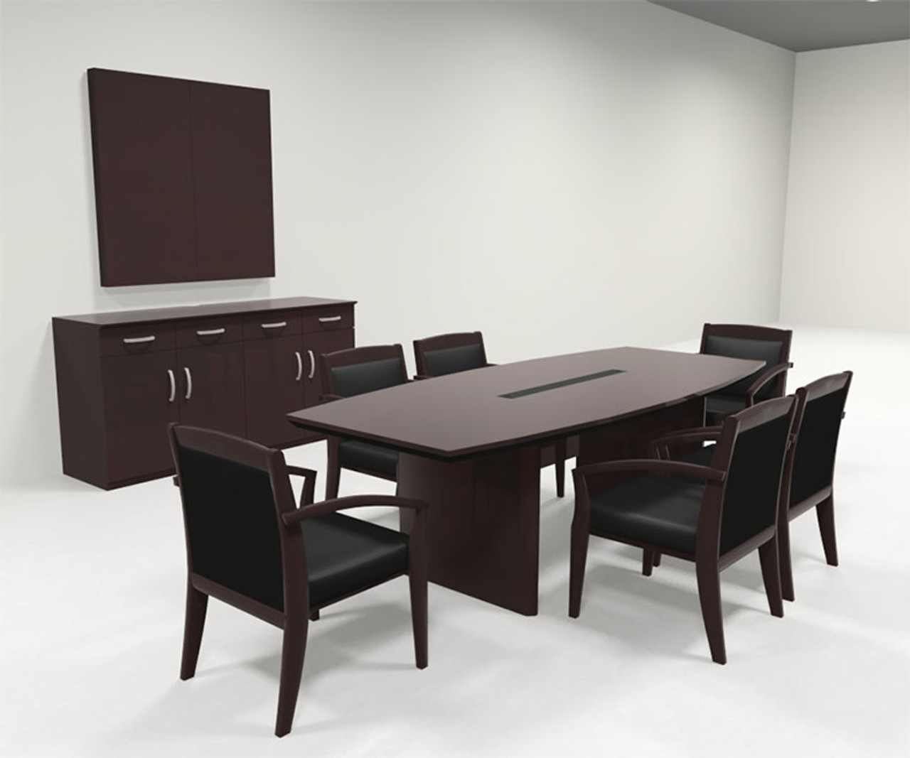 Modern Boat Shaped 8' Feet Veneer Office Conference Table, #RO-COR-C4