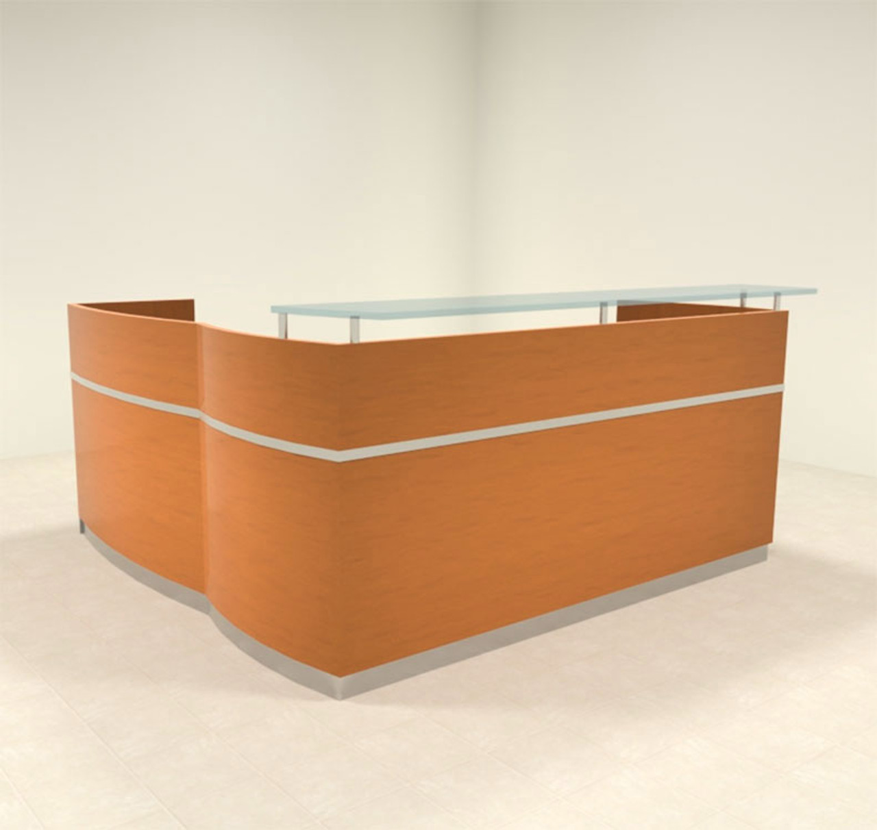 3pc Modern Glass L Shape Counter Reception Desk Set, #RO-NAP-R4