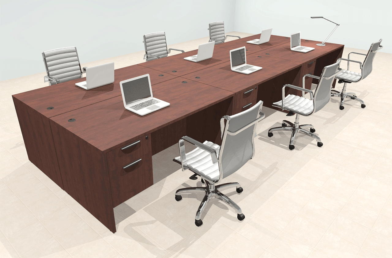 Six Person Modern Office Workstation Desk Set, #OT-SUL-FPN22