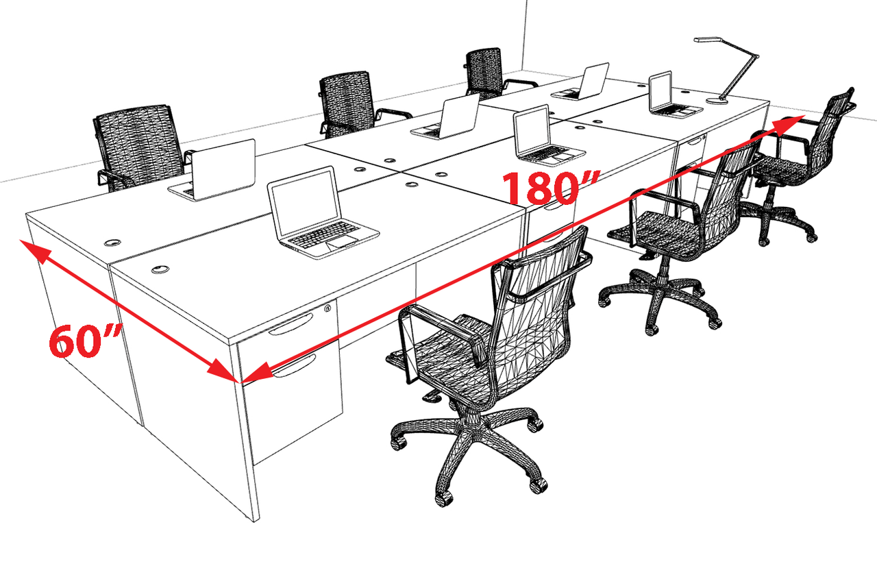 Six Person Modern Office Workstation Desk Set, #OT-SUL-FPN22