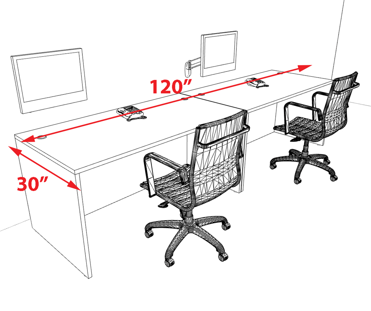 Two Person Modern Office Workstation Desk Set, #OT-SUL-SPN1