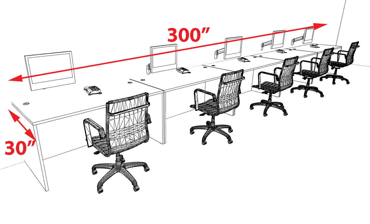 Five Person Modern Office Workstation Desk Set, #OT-SUL-SPN16