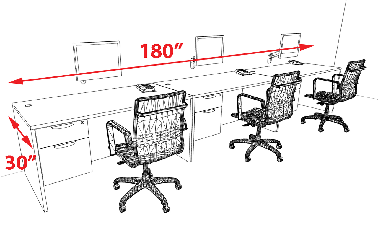 Three Person Modern Office Workstation Desk Set, #OT-SUL-SPN28