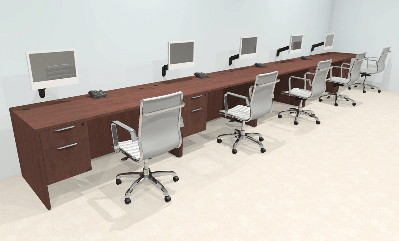 Five Person Modern Office Workstation Desk Set, #OT-SUL-SPN34