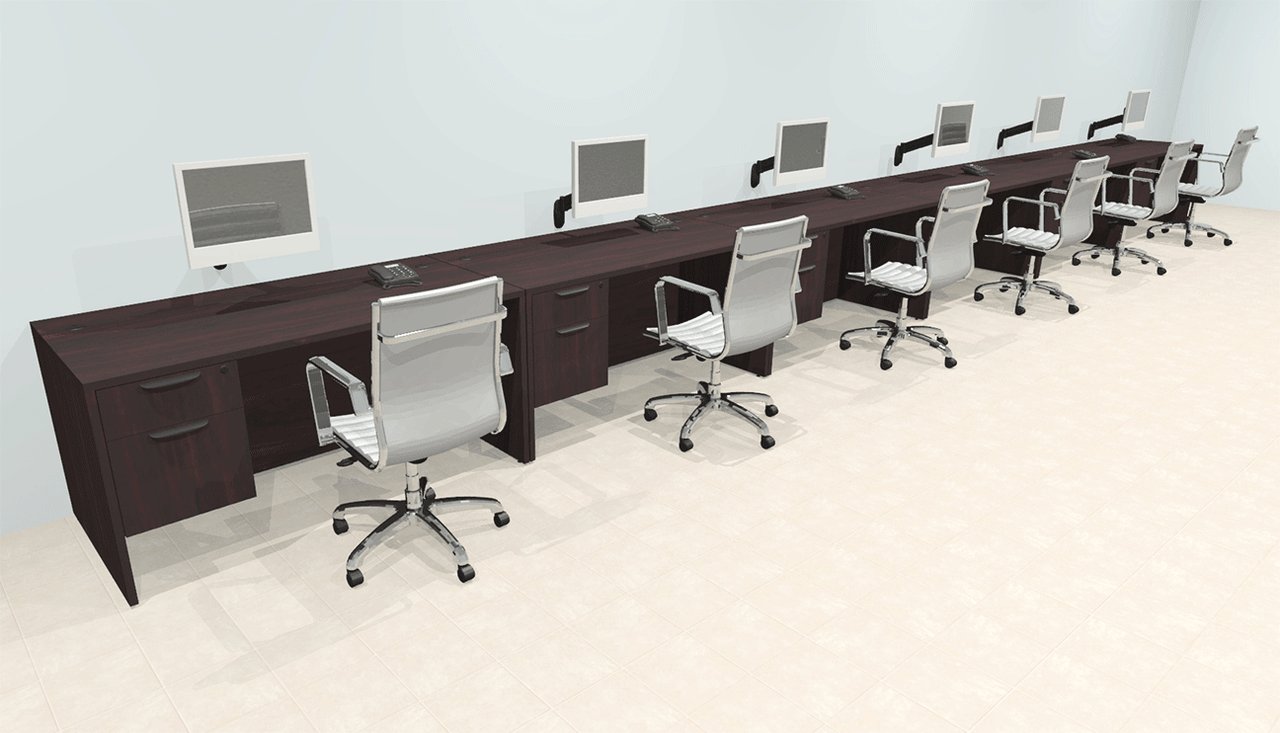 Six Person Modern Office Workstation Desk Set, #OT-SUL-SPN39