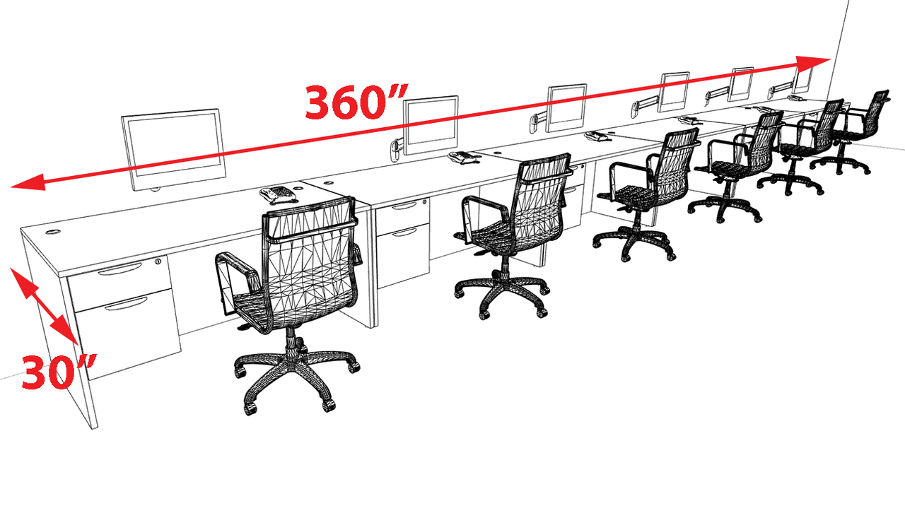 Six Person Modern Office Workstation Desk Set, #OT-SUL-SPN39