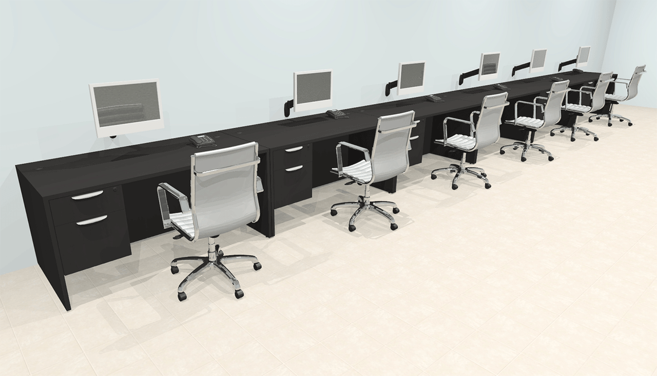 Six Person Modern Office Workstation Desk Set, #OT-SUL-SPN40