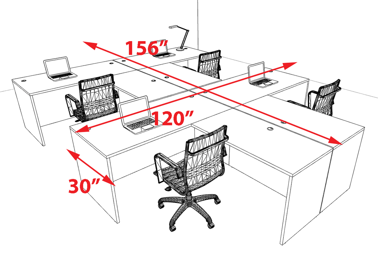 Four Person Modern Office Workstation Desk Set, #OT-SUL-SPN45