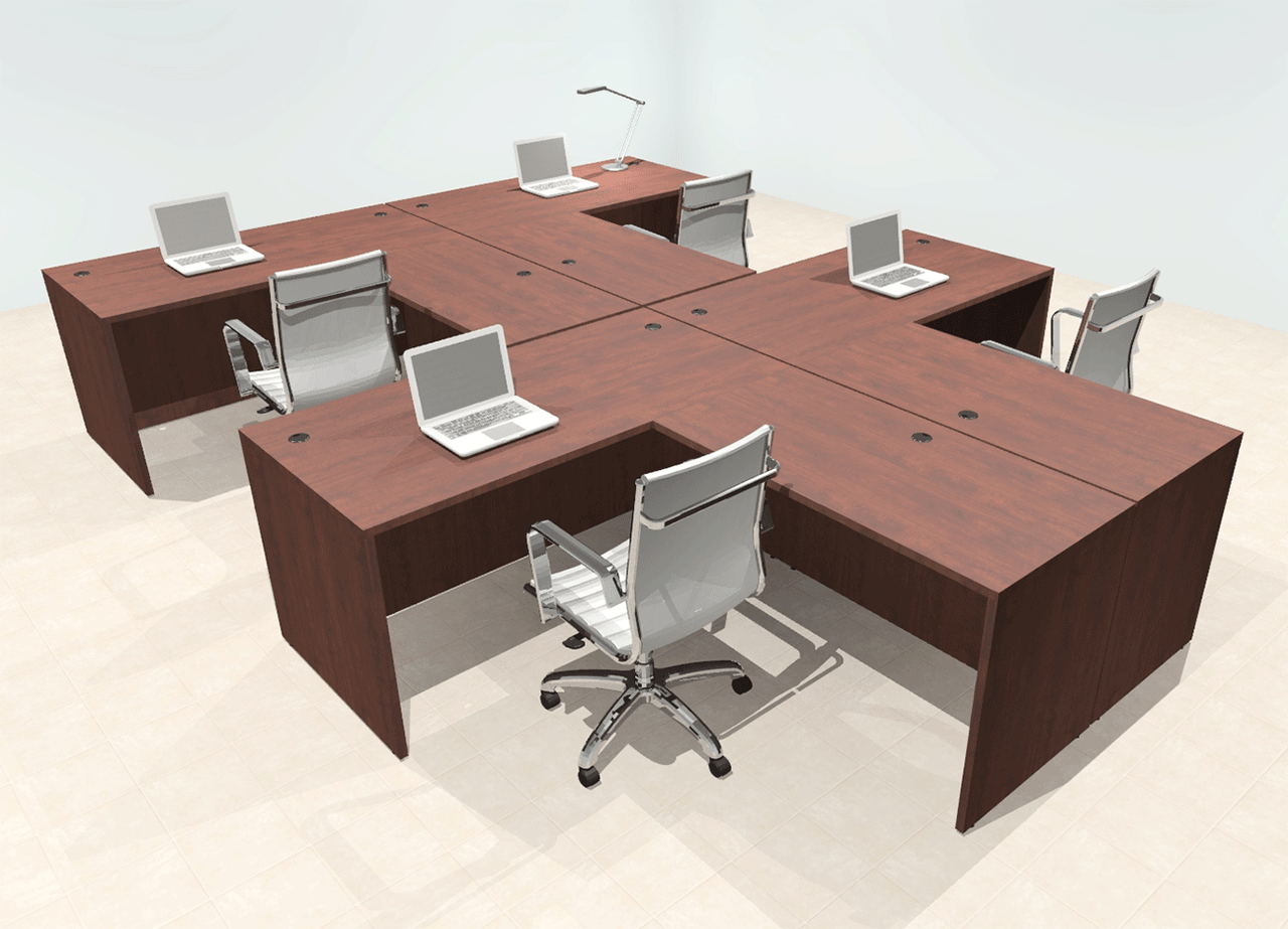 Four Person Modern Office Workstation Desk Set, #OT-SUL-SPN46