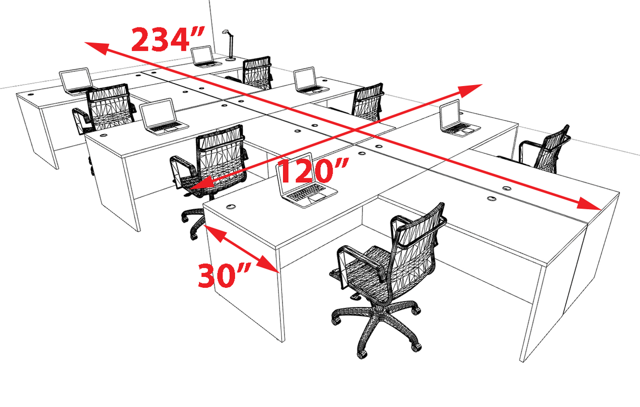 Six Person Modern Office Workstation Desk Set, #OT-SUL-SPN52