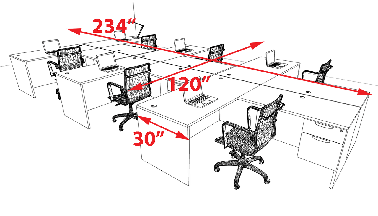Six Person Modern Office Workstation Desk Set, #OT-SUL-SPN61