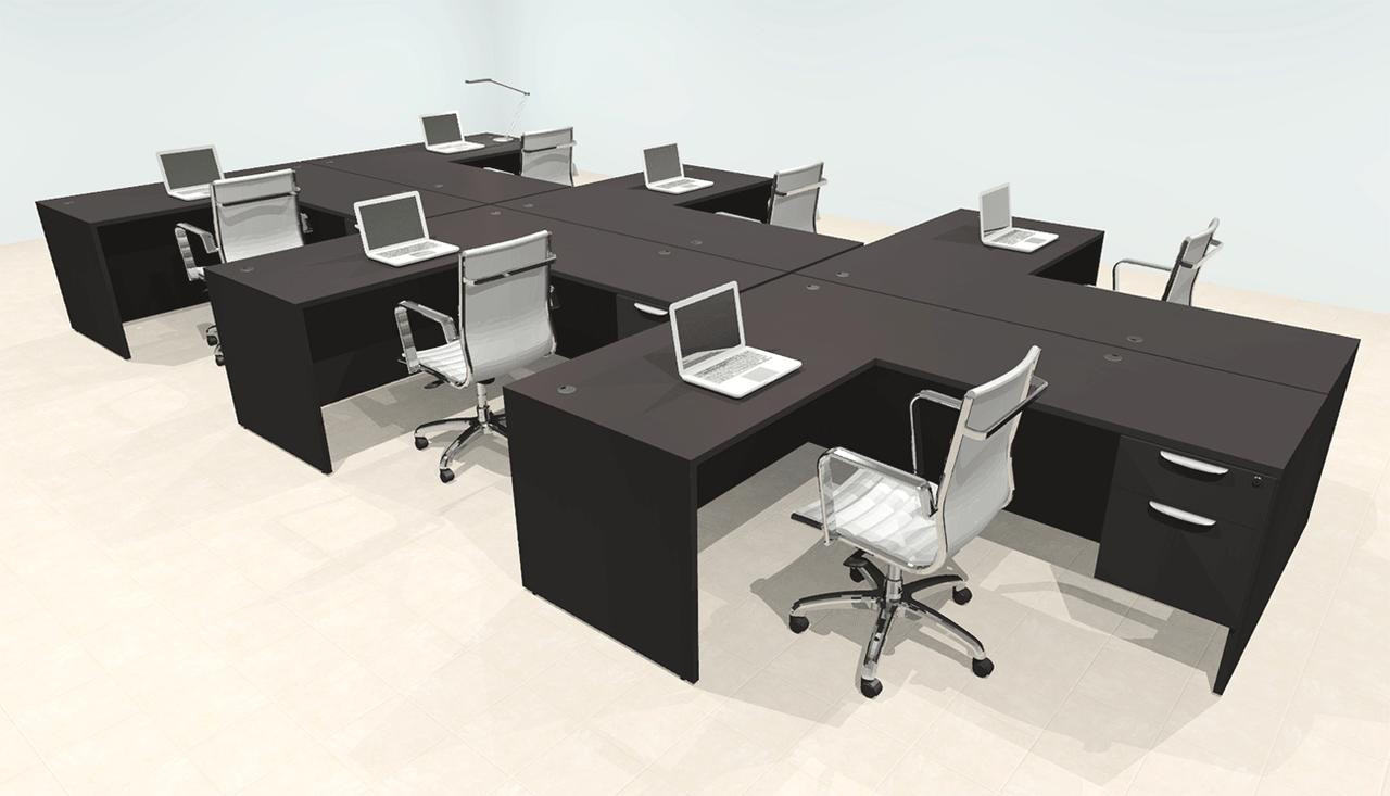 UTMOST Six Person Modern Office Workstation Desk Set, #OT-SUL-SPN64