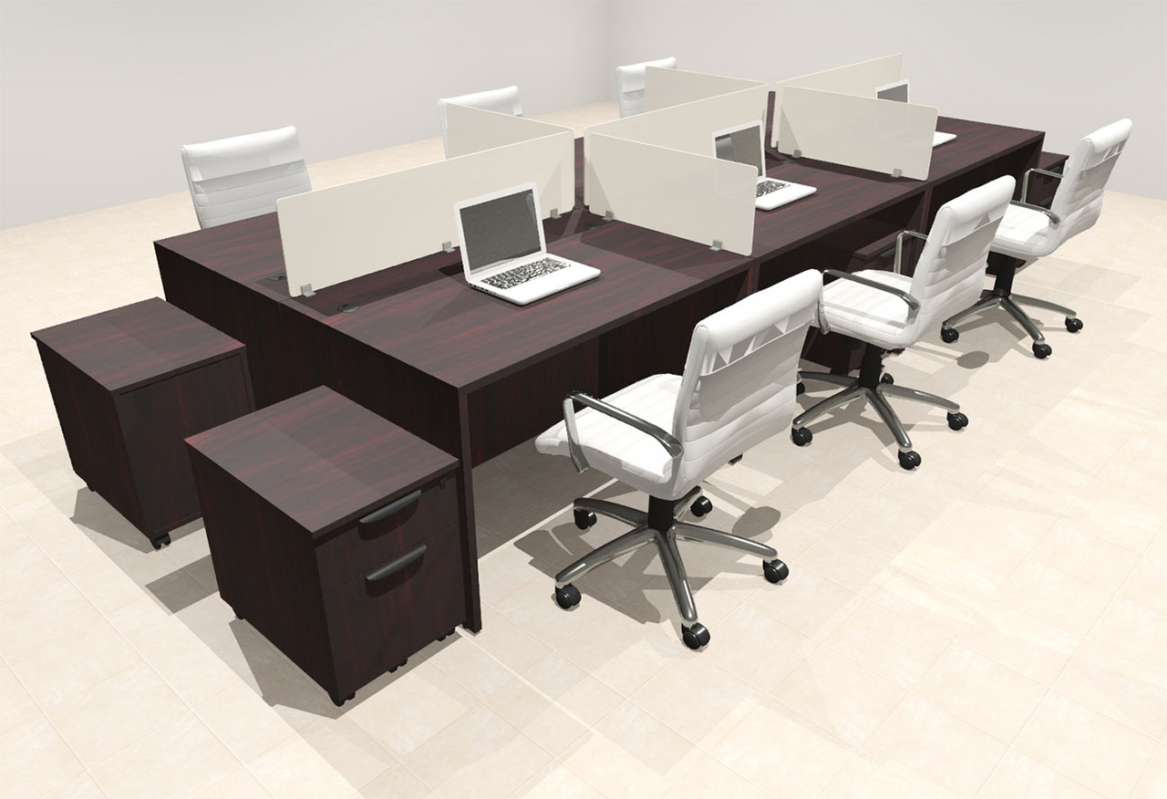 Six Person Modern Acrylic Divider Office Workstation Desk Set, #OT-SUS-FP38