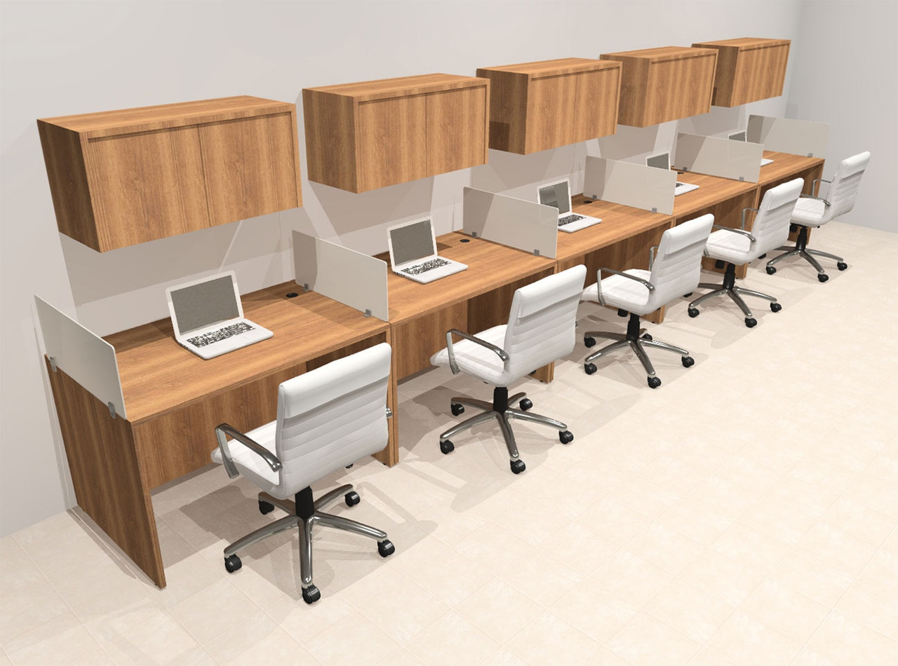 Five Person Modern Acrylic Divider Office Workstation Desk Set, #OT-SUS-SP41