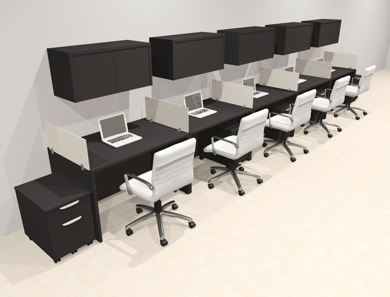 Five Person Modern Acrylic Divider Office Workstation Desk Set, #OT-SUS-SP64
