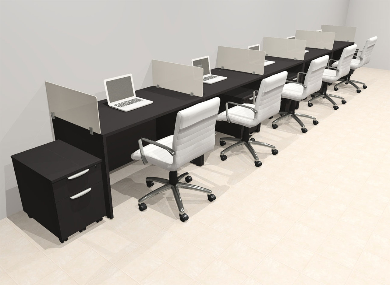 Five Person Modern Acrylic Divider Office Workstation Desk Set, #OT-SUS-SP84