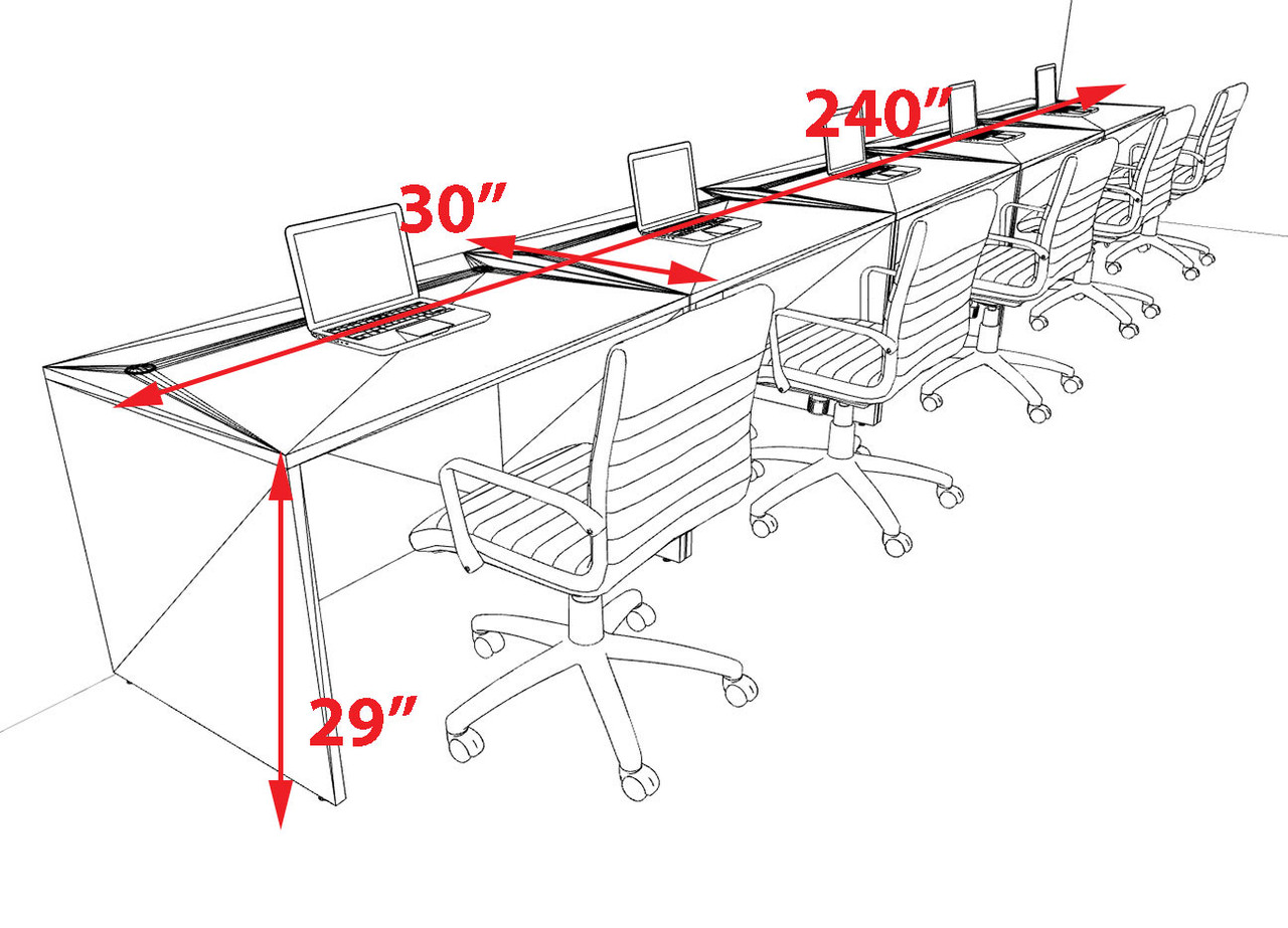 Five Person Modern No Panel Office Workstation Desk Set, #OT-SUS-SPN19