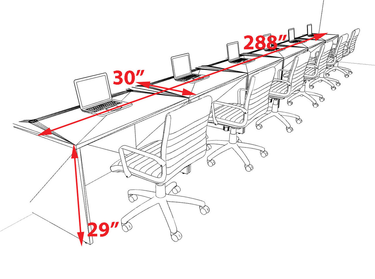 Six Person Modern No Panel Office Workstation Desk Set, #OT-SUS-SPN23