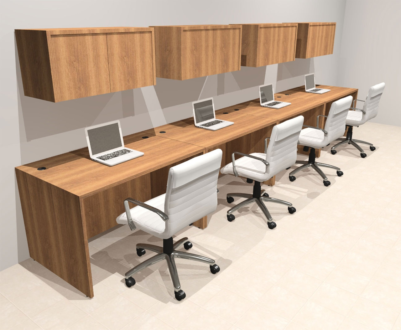 Four Person Modern No Panel Office Workstation Desk Set, #OT-SUS-SPN36