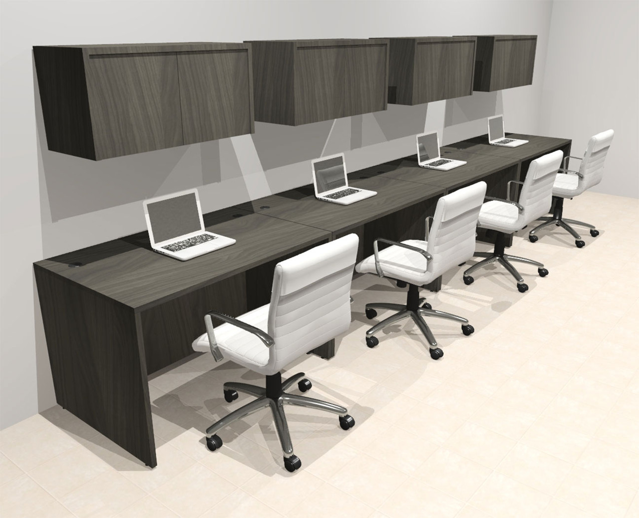 Four Person Modern No Panel Office Workstation Desk Set, #OT-SUS-SPN40