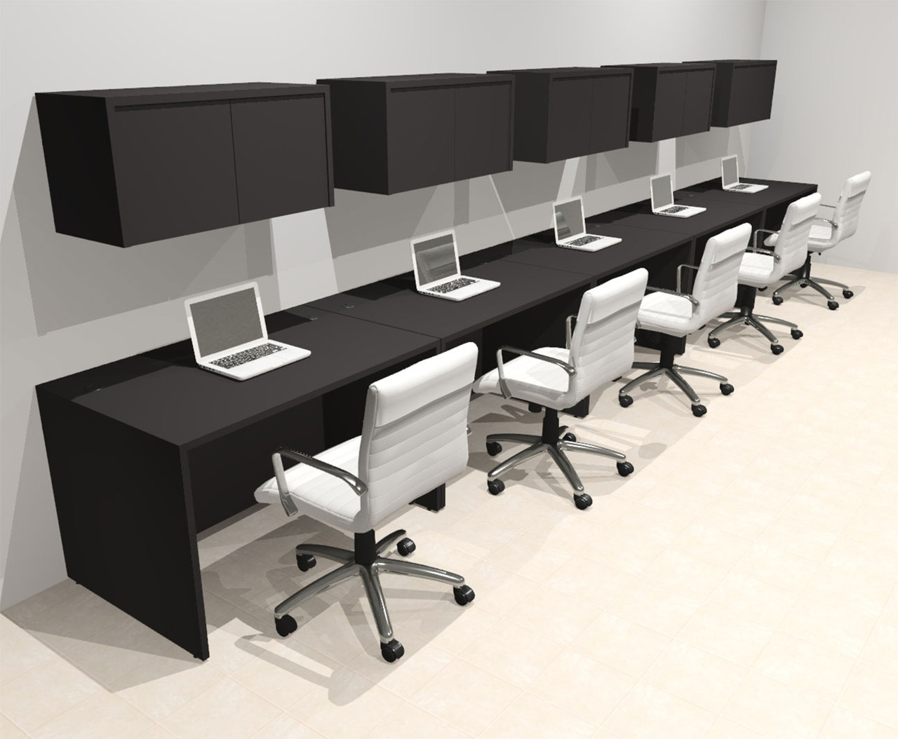 Five Person Modern No Panel Office Workstation Desk Set, #OT-SUS-SPN44