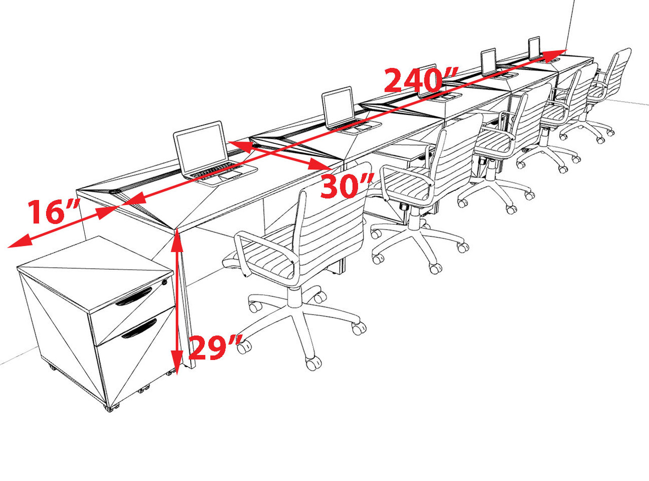 Five Person Modern No Panel Office Workstation Desk Set, #OT-SUS-SPN81