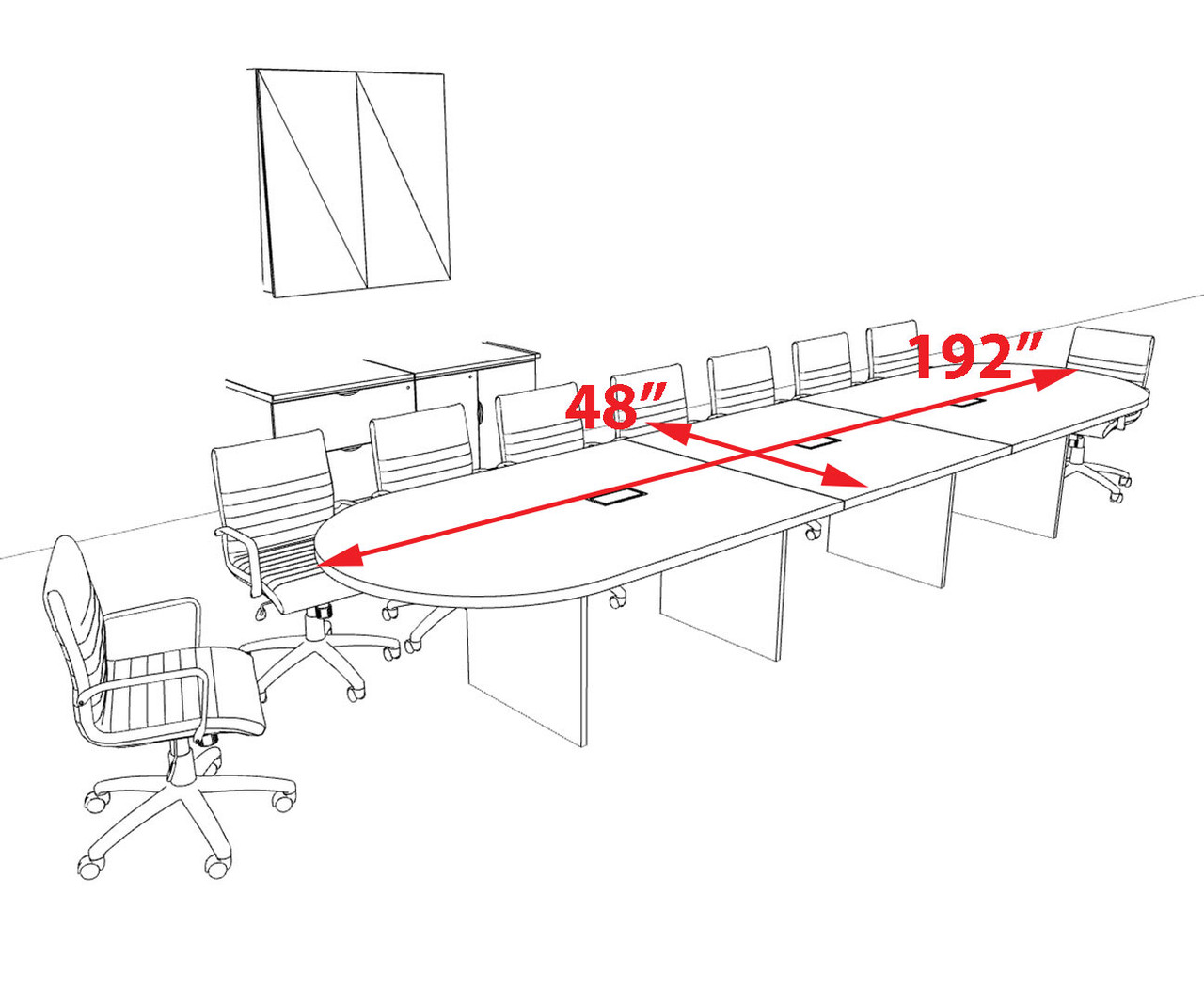 Modern Racetrack 16' Feet Conference Table, #OF-CON-CR28