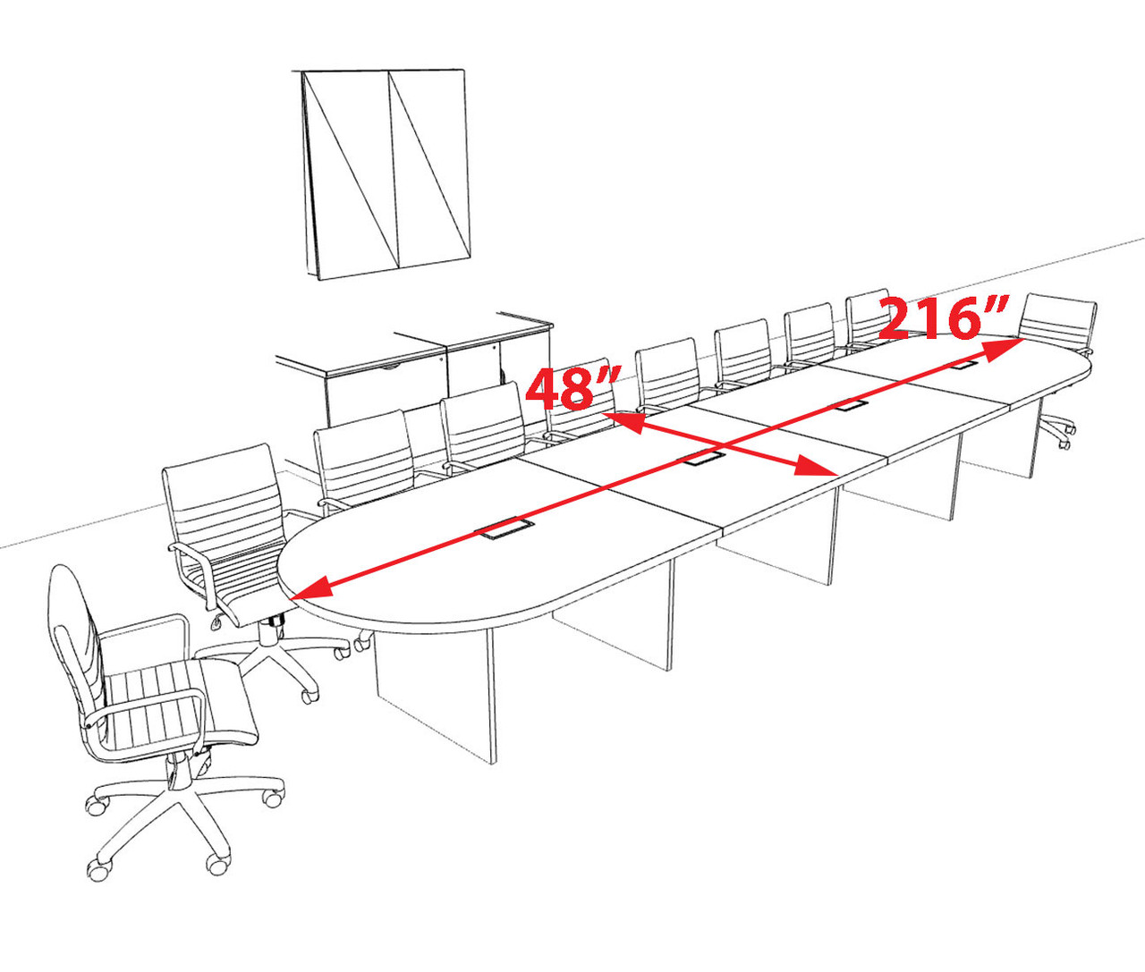 Modern Racetrack 18' Feet Conference Table, #OF-CON-CR33