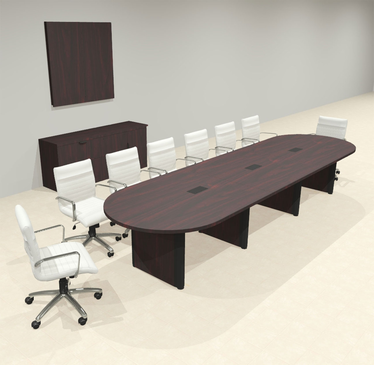 Racetrack Cable Management 14' Feet Conference Table, #OF-CON-CRP22