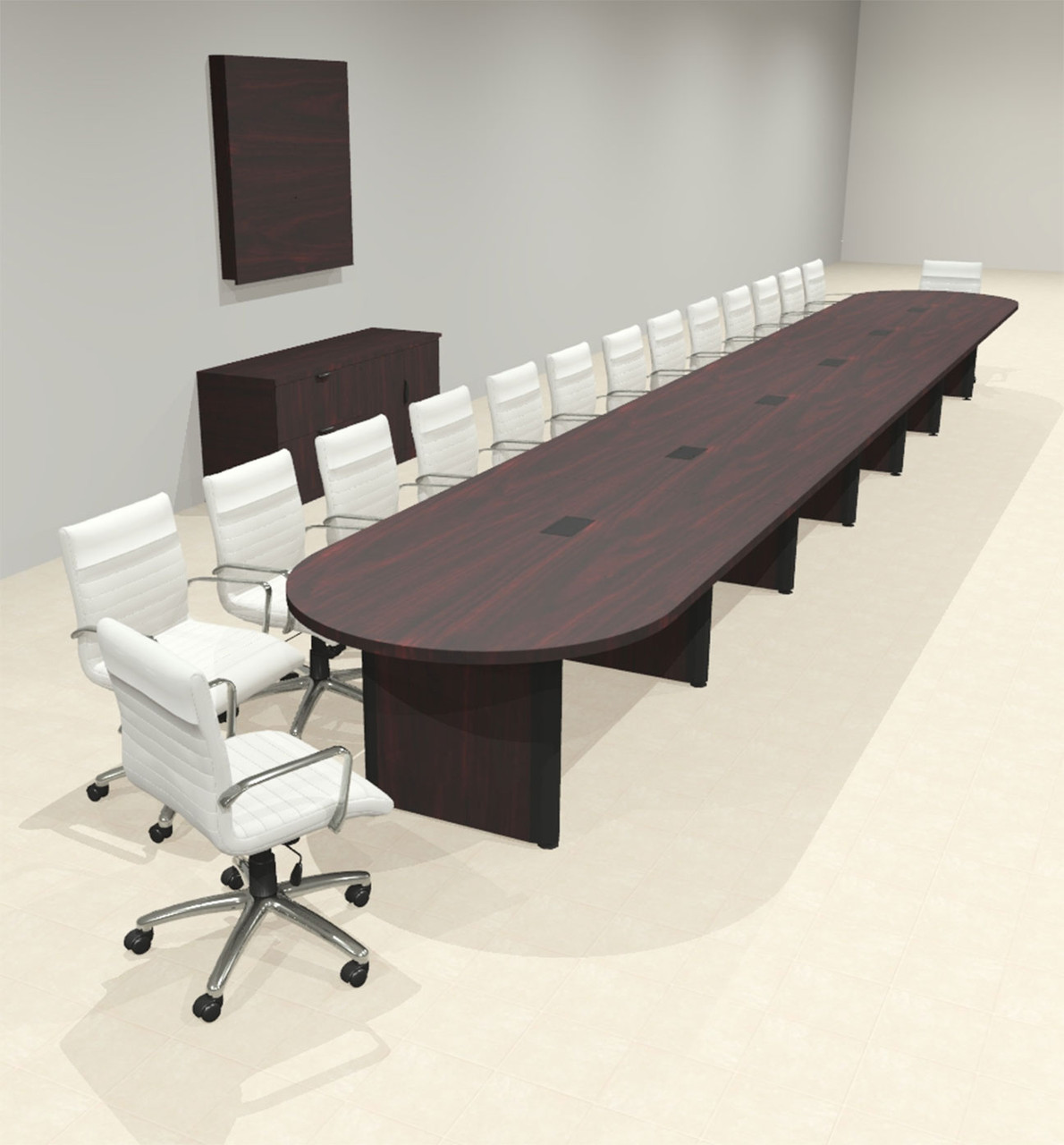 Racetrack Cable Management 28' Feet Conference Table, #OF-CON-CRP78